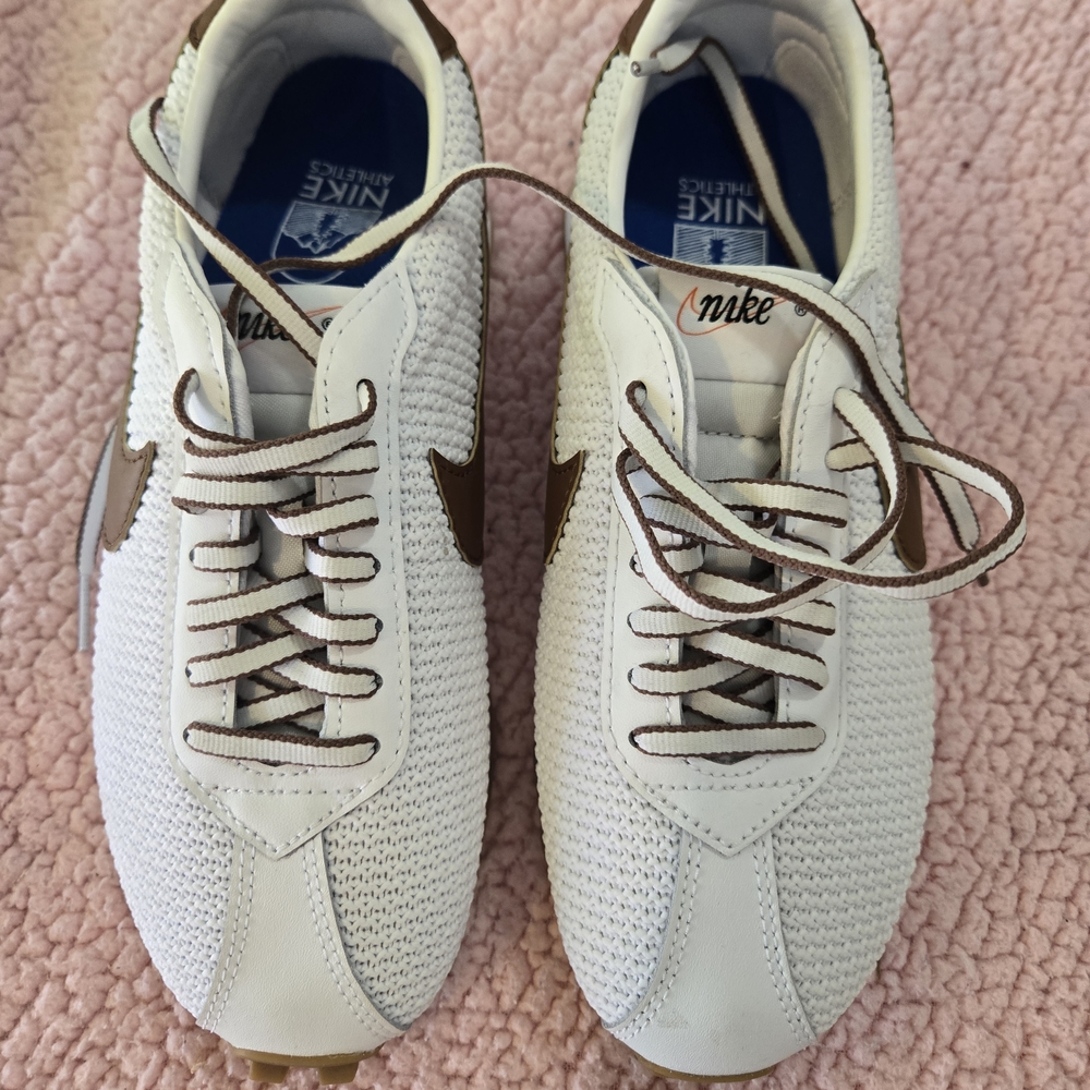 Nike White and Brown Retro Runner Sneakers - Picture 2 of 2
